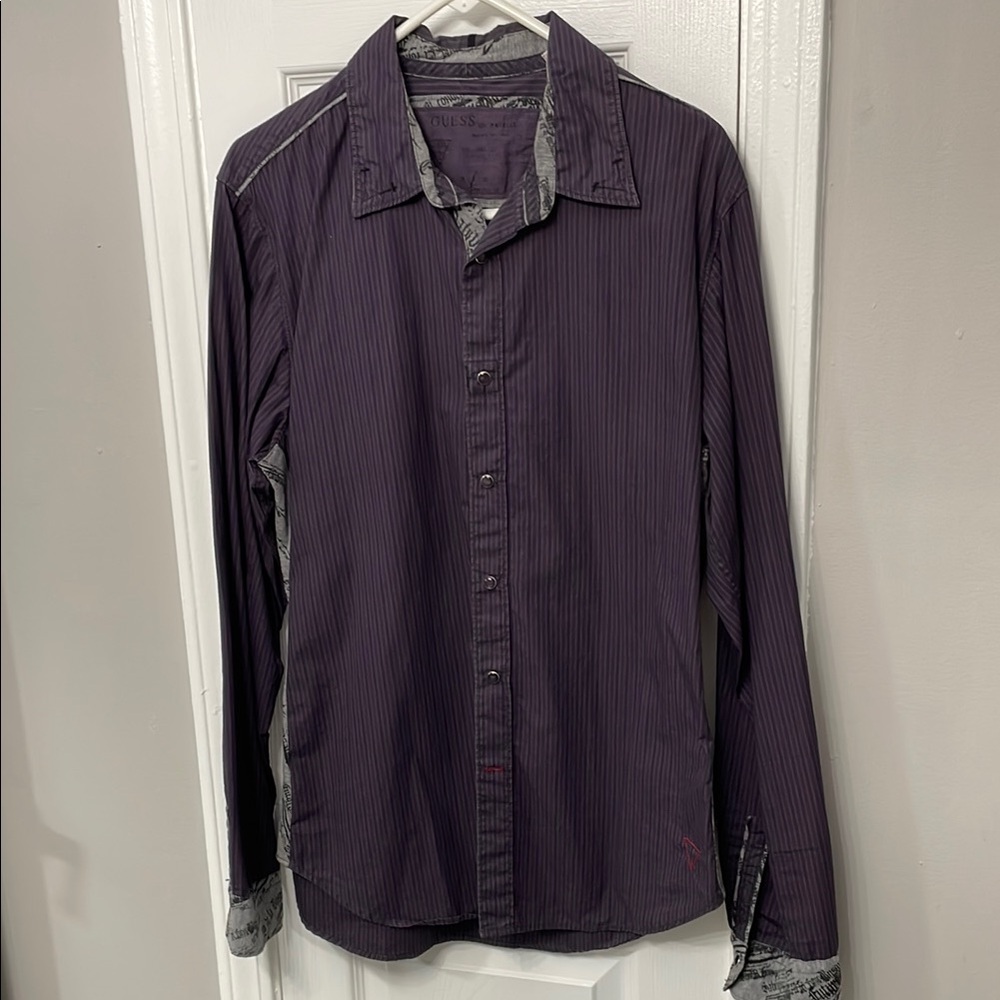 Guess Lavender Striped Shirt